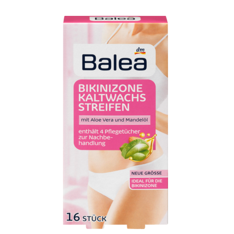 Hộp 16 miếng dán tẩy lông Bikini Balea Bikinizone Kaltwachs Streifenl - Đức  