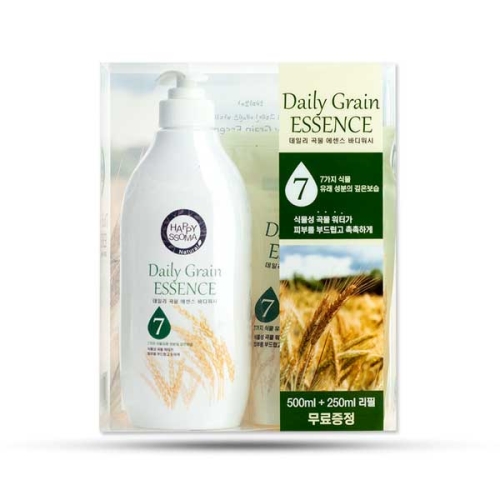 Bộ Sữa Tắm Chiết Xuất Gạo Happy Ssoma Daily Grain Essence (Chai 500 ml và Túi 250 ml)