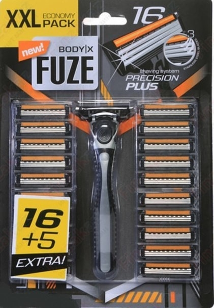 Set Dao cạo râu Body-X Fuze 3 lưỡi Razors Men Triple Blades + 21 đầu thay thế Germany