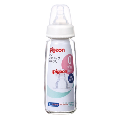 Bình sữa thủy tinh cổ hẹp Pigeon 0 - Nhật Bản (size S cho be từ 0-3 tháng tuổi)