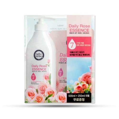 Bộ Sữa Tắm Hương Hoa Hồng Happy Ssoma Daily Rose Essence  (Chai 500 ml + Túi thay thế 250 ml)