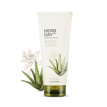 Sữa rửa mặt lô hội The Face Shop Herb Day Aloe 170ml - Hàn Quốc