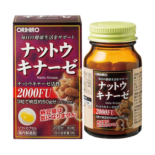 Viên uống chống đột quỵ ORIHIRO Natto kinase 2000FU 60 viên - Nhật Bản