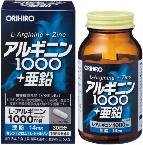 Viên uống tăng cường sinh lực cho nam Orihiro L-Arginine + Zinc 120 viên - Nhật Bản