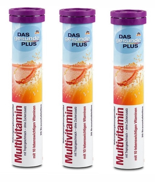 03 Hộp Viên sủi bổ sung vitamin tổng hợp Das Gesunde Plus – MultiVitamin, 20 viên - Đức