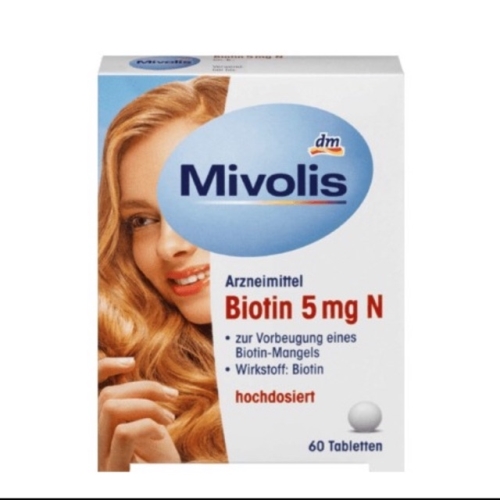Viên uống Mivolis Biotin 5 mg N bổ sung dưỡng chất cho da tóc móng (60 viên)