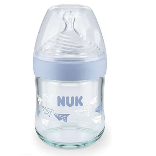 Bình thủy tinh cổ rộng cho trẻ sơ sinh NUK size M (120ml) - (Từ 0~6 tháng tuổi)
