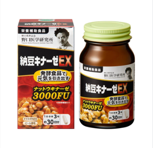 Viên uống phòng đột q-uỵ Noguchi Natto Kinase EX 3000FU (90 viên dùng cho 30 ngày) - Nhật Bản