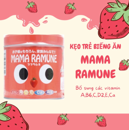 Kẹo Biếng Ăn Mama Ramune Vị Dâu 200 Viên - Hàng Nội Địa Nhật Bản